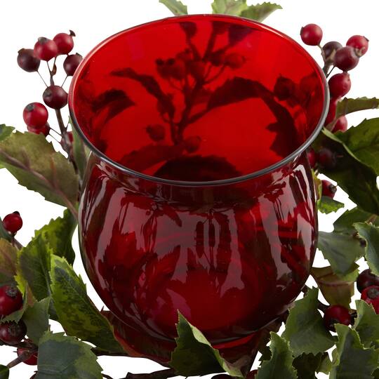 6.5" Red Holly Berry Candelabrum